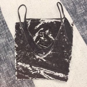 NWOT GREY AMERICAN EAGLE VELVET TANK TOP